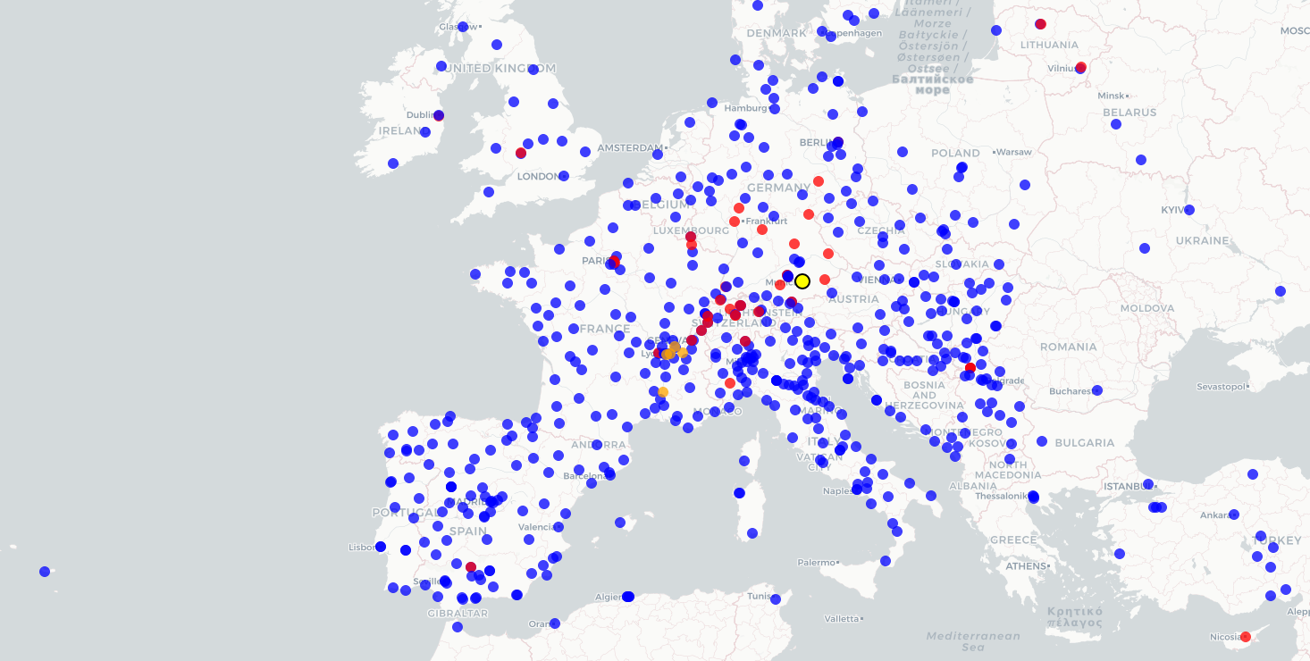 Worldwide Map of Pollen Monitoring Stationsw